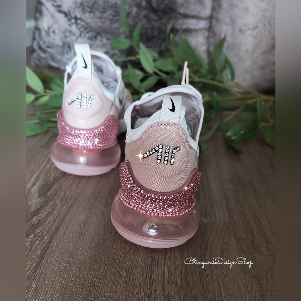 Nike Air Max 270 Pink Sneakers made with Swarovski Crystals Custom - Picture 5 of 9